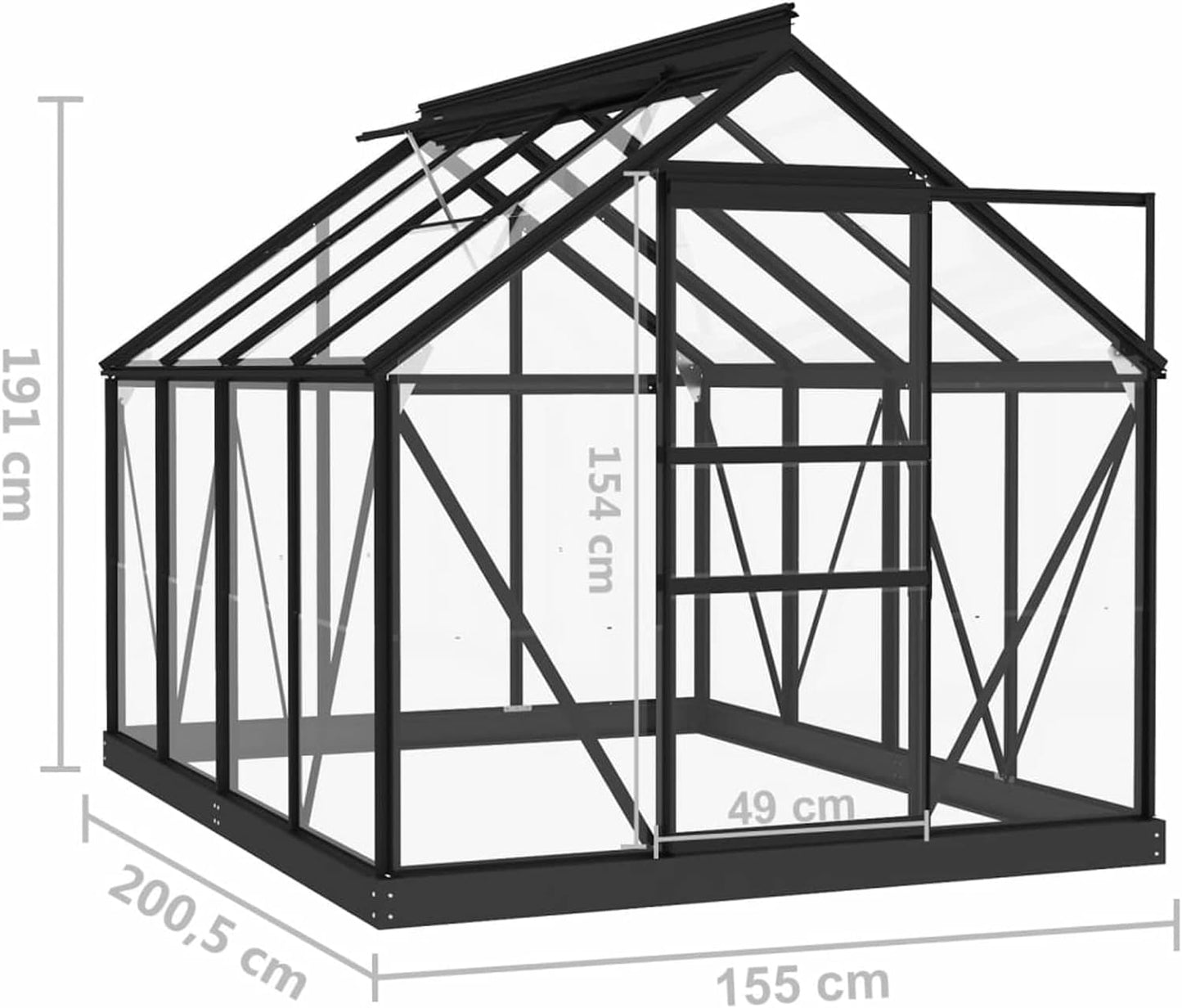 Garden Greenhouse with Anodized Aluminum Frame 155x200x191cm