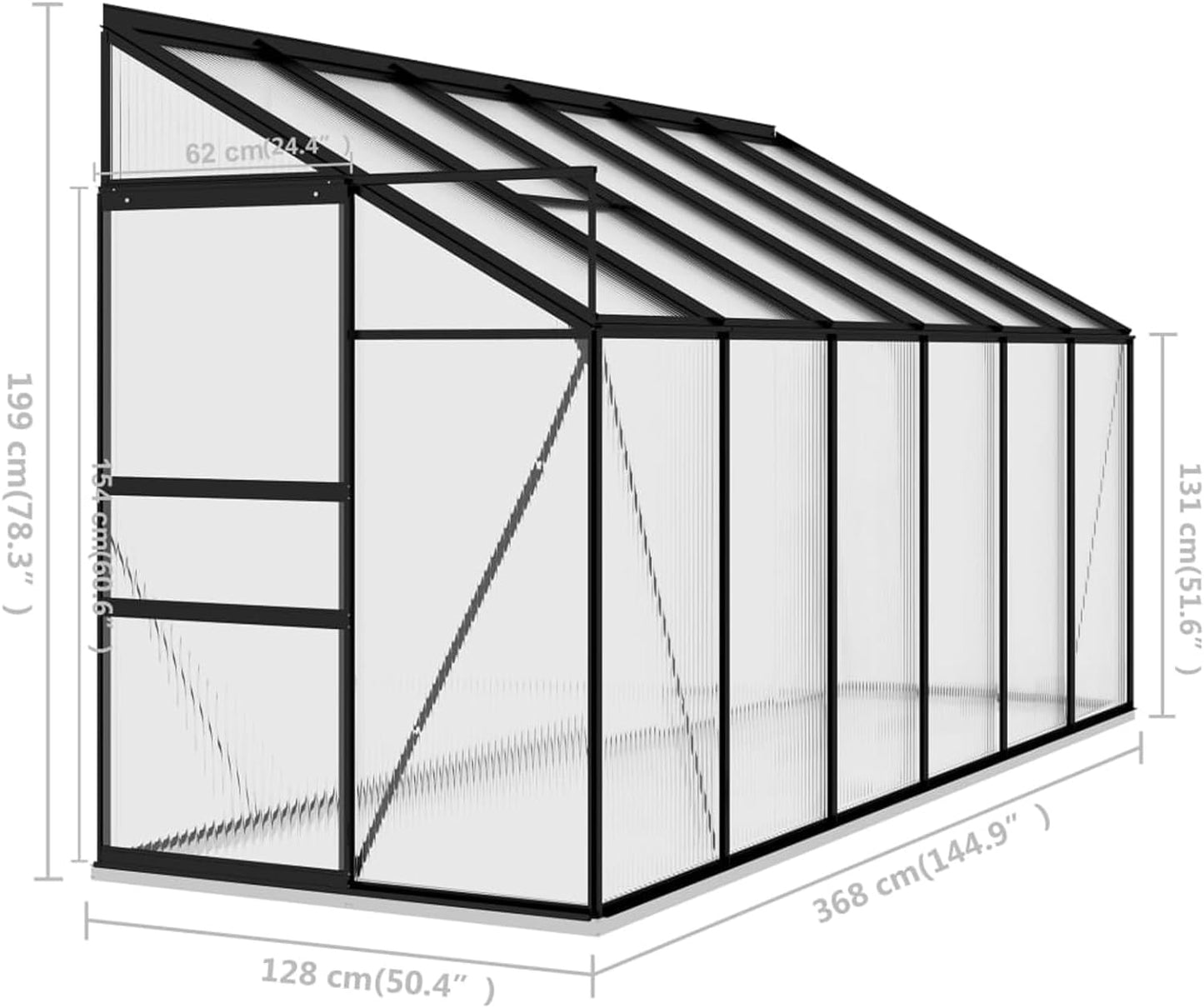 Garden Greenhouse with Anodized Aluminum Frame Different Size