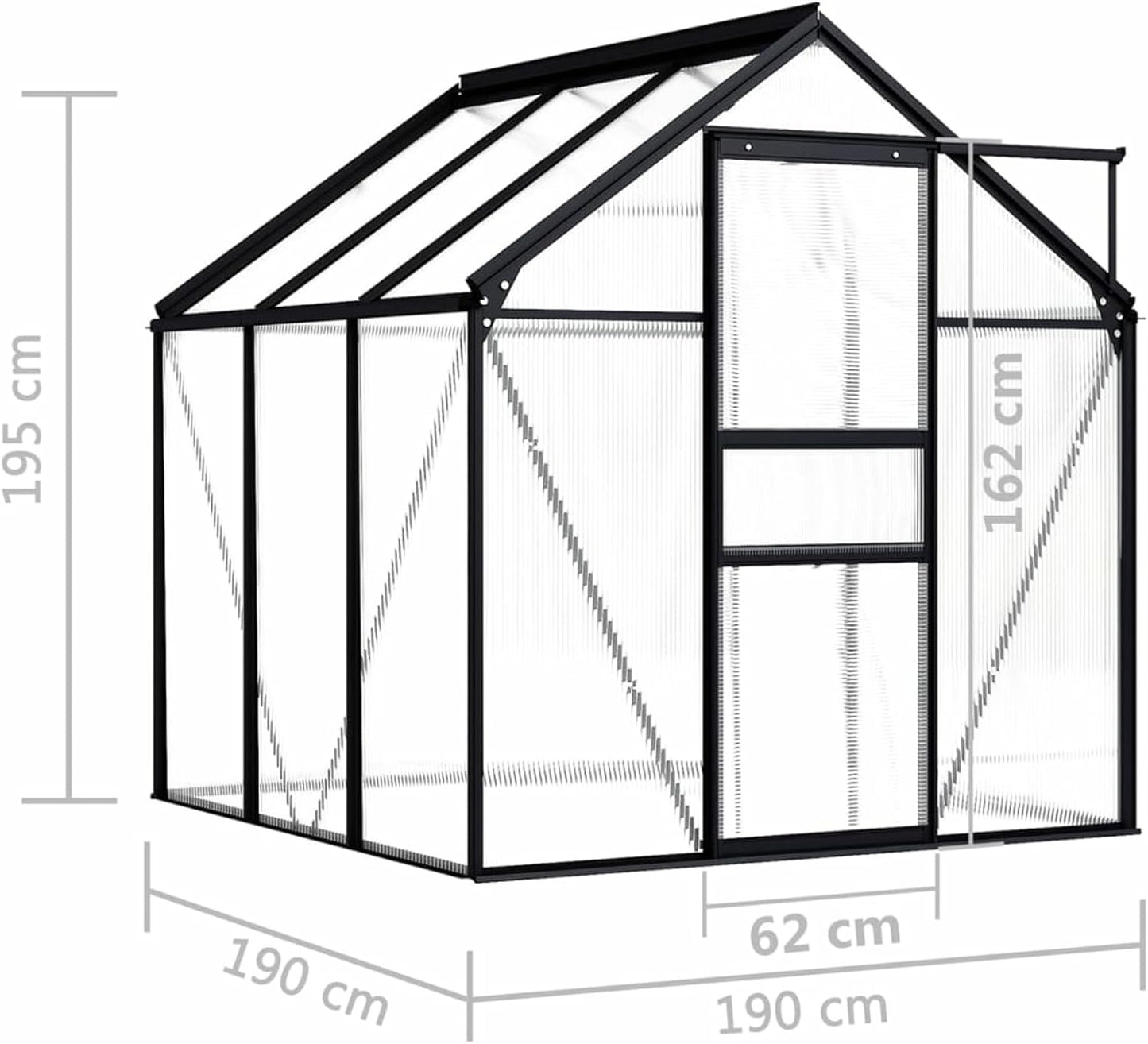 Garden Greenhouse with Anodized Aluminum Frame (Anthracite) Different Size