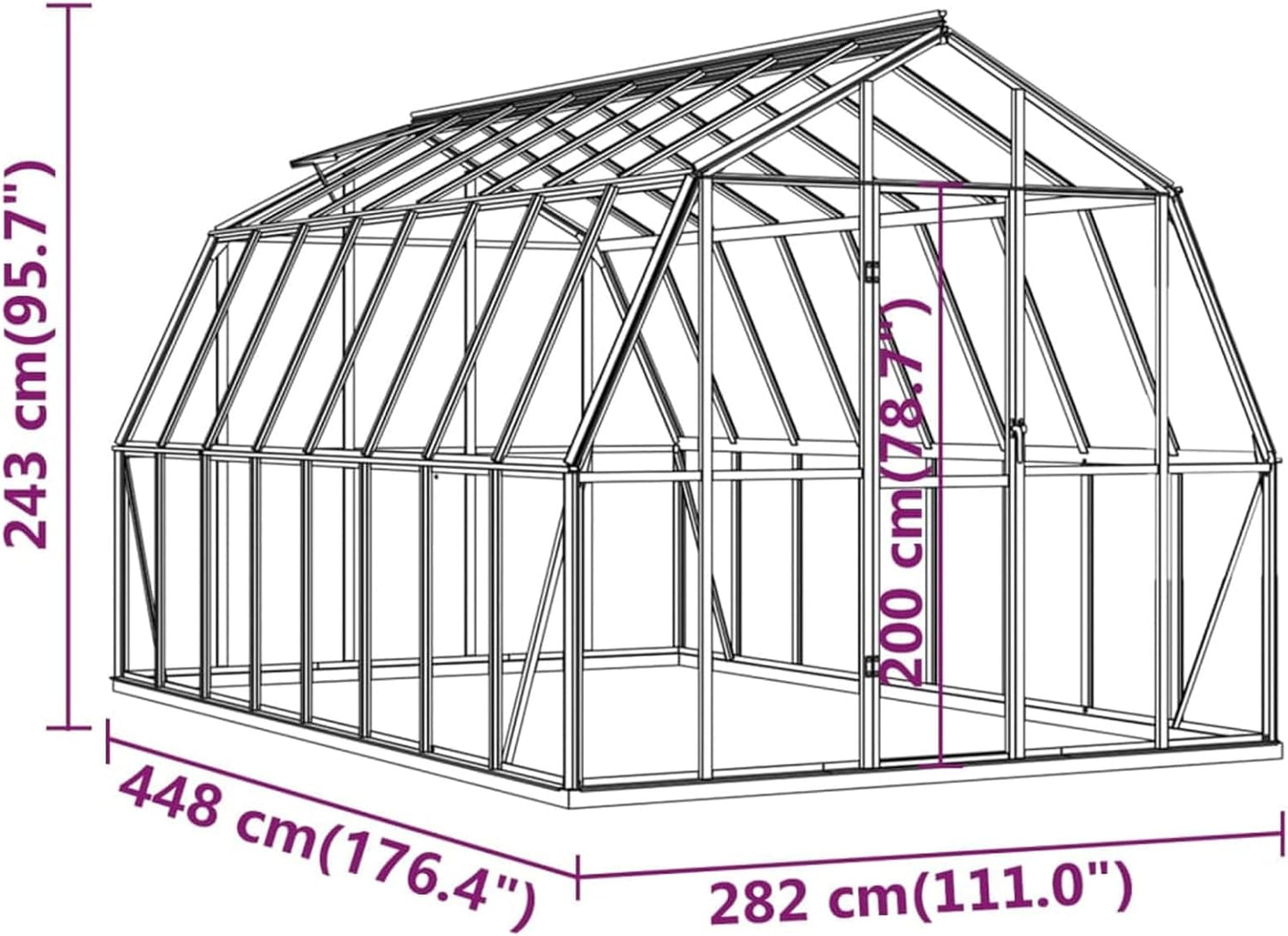 Garden Greenhouse with Anodized Aluminum Frame (Anthracite) 282x448x245cm