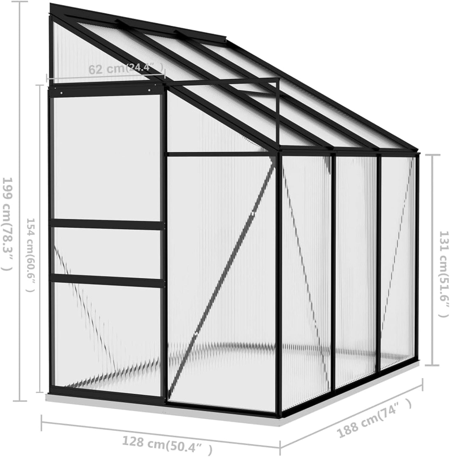 Garden Greenhouse with Anodized Aluminum Frame Different Size