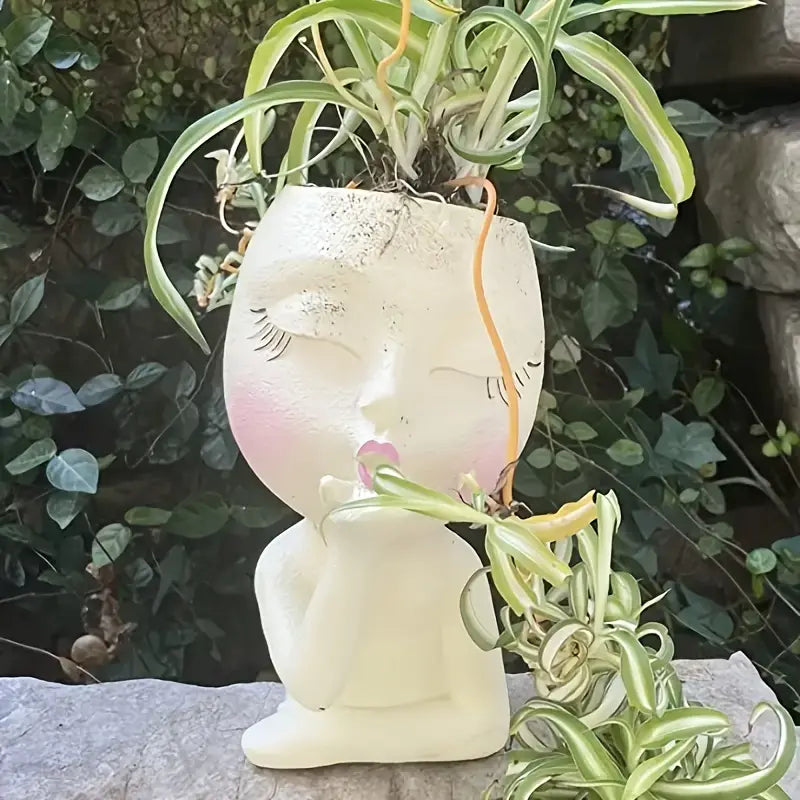 Whimsical Flower Blowing Kiss Planter