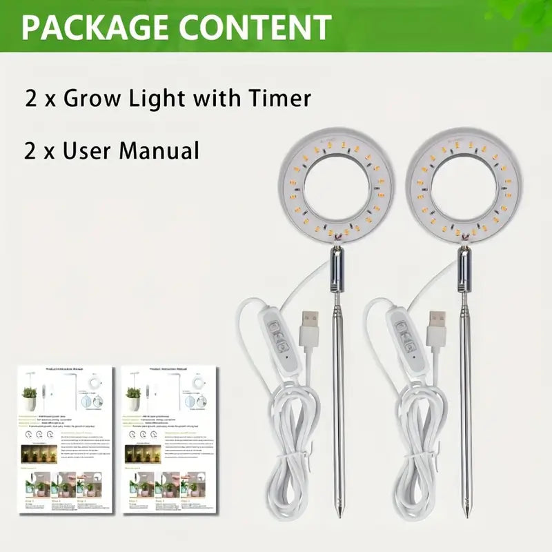ProGrow Adjustable LED Grow Lights, 2-Pack