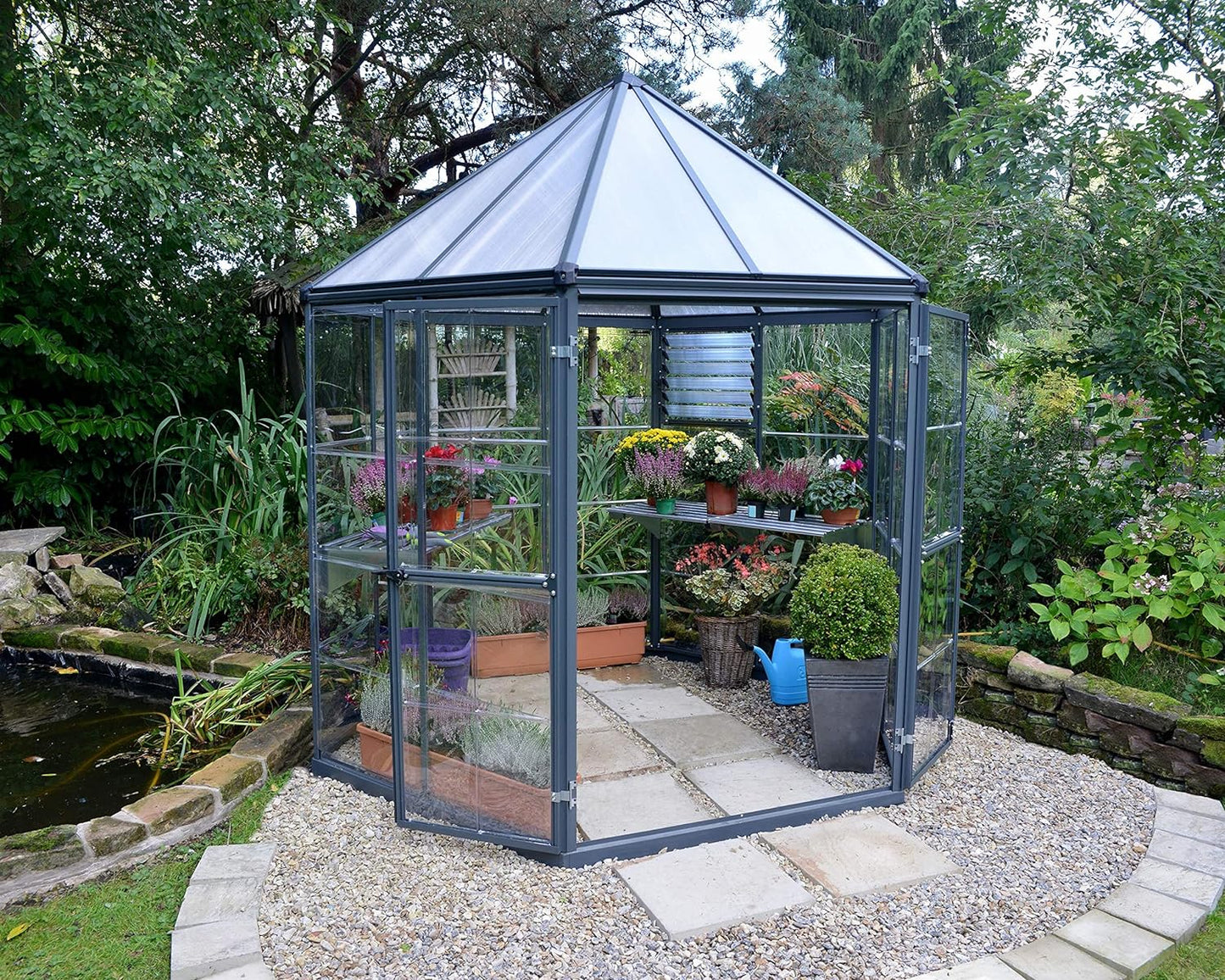 Garden Greenhouse with Anodized Aluminum Frame (Anthracite) 247x247x267cm