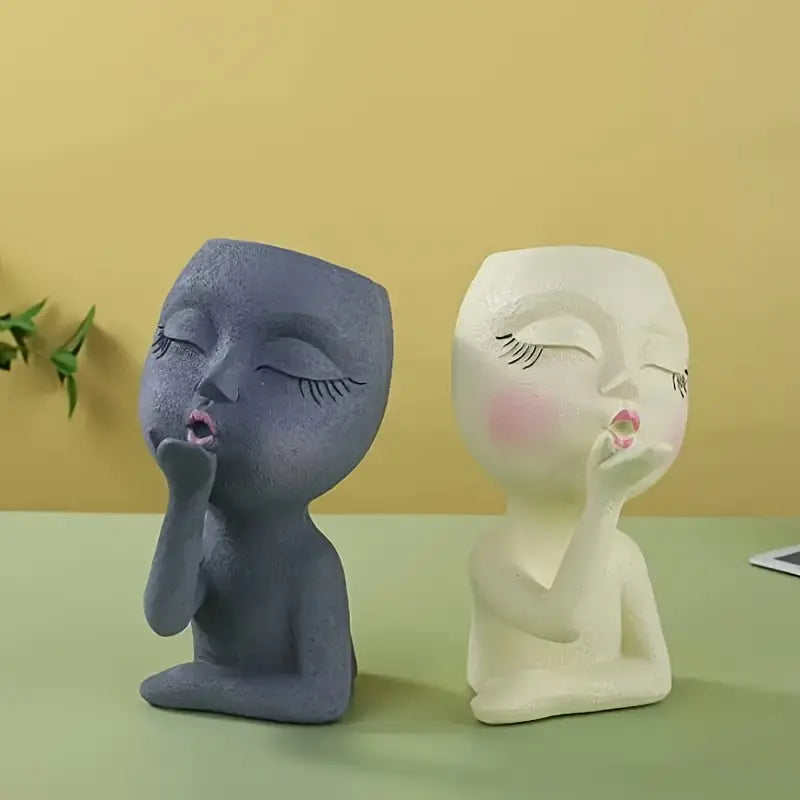 Whimsical Flower Blowing Kiss Planter