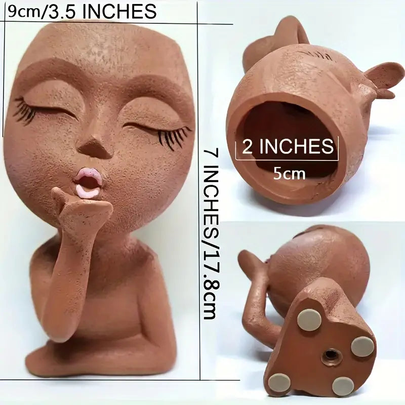 Whimsical Flower Blowing Kiss Planter