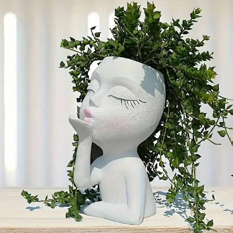 Whimsical Flower Blowing Kiss Planter