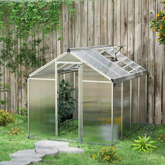 Garden Greenhouse with Polycarbonate and Anodized Aluminum Frame 192x243x195cm