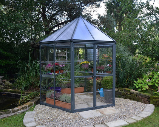 Garden Greenhouse with Anodized Aluminum Frame (Anthracite) 247x247x267cm